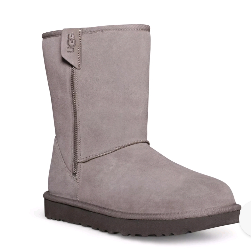 UGG CLASSIC SHORT BAILEY ZIP SMOKE PLUM SUEDE SNOW WOMEN'S BOOTS SIZE US 7 NEW